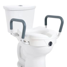 Raised Toilet Seat, 5" Height Raised, 350 lbs Weight Capacity, for Round and Elongated Toilet, Twist Lock Installation,19.1" - 21.7" Adjustable W